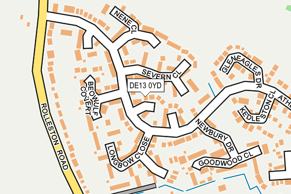 DE13 0YD map - OS OpenMap – Local (Ordnance Survey)