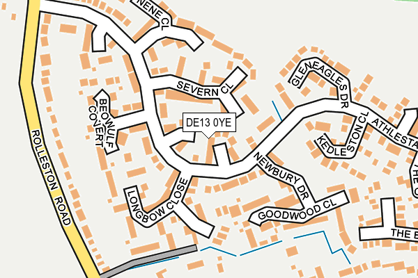 DE13 0YE map - OS OpenMap – Local (Ordnance Survey)