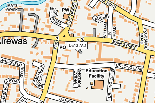 DE13 7AD map - OS OpenMap – Local (Ordnance Survey)