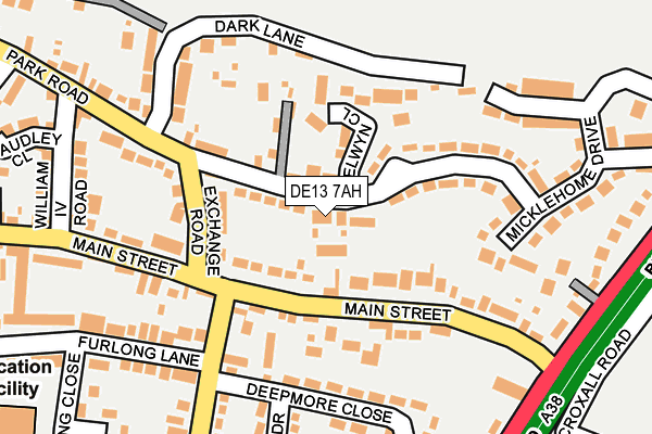DE13 7AH map - OS OpenMap – Local (Ordnance Survey)