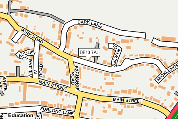 DE13 7AJ map - OS OpenMap – Local (Ordnance Survey)