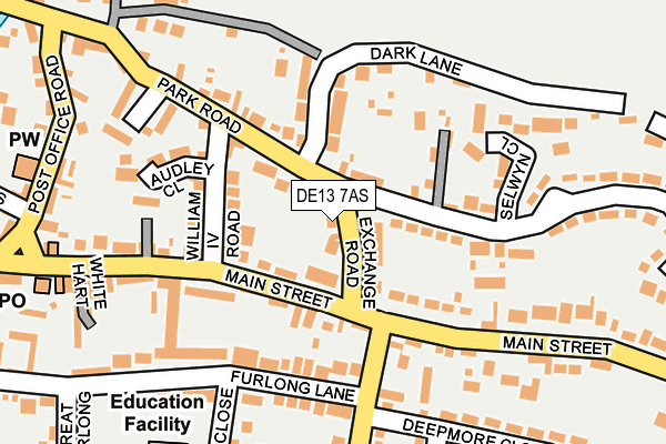 DE13 7AS map - OS OpenMap – Local (Ordnance Survey)