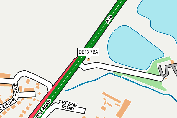 DE13 7BA map - OS OpenMap – Local (Ordnance Survey)