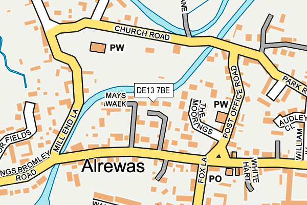 DE13 7BE map - OS OpenMap – Local (Ordnance Survey)