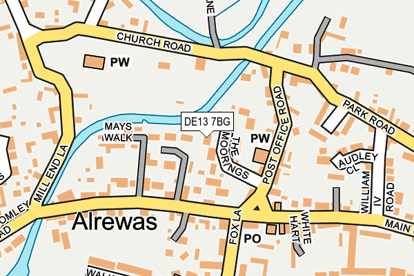 DE13 7BG map - OS OpenMap – Local (Ordnance Survey)