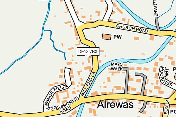 DE13 7BX map - OS OpenMap – Local (Ordnance Survey)