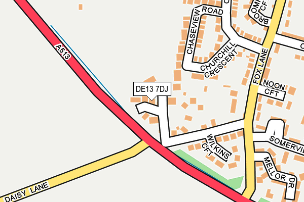 DE13 7DJ map - OS OpenMap – Local (Ordnance Survey)