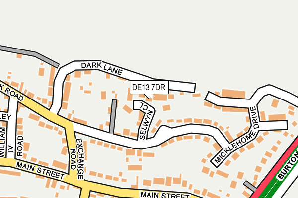 DE13 7DR map - OS OpenMap – Local (Ordnance Survey)