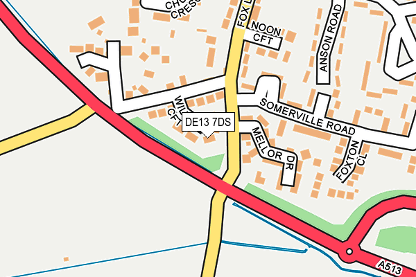 DE13 7DS map - OS OpenMap – Local (Ordnance Survey)