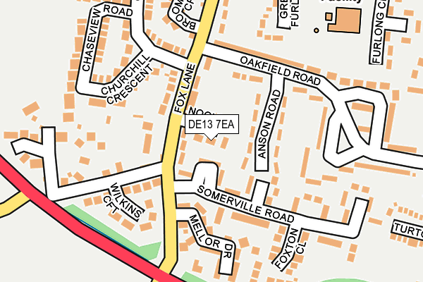 DE13 7EA map - OS OpenMap – Local (Ordnance Survey)