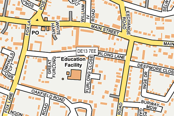 DE13 7EE map - OS OpenMap – Local (Ordnance Survey)