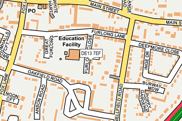 DE13 7EF map - OS OpenMap – Local (Ordnance Survey)