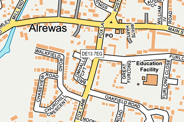 DE13 7EG map - OS OpenMap – Local (Ordnance Survey)