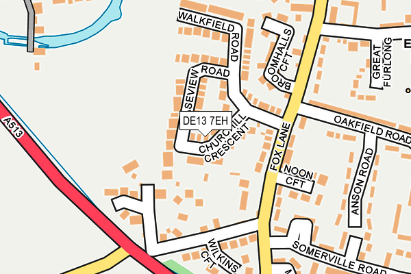 DE13 7EH map - OS OpenMap – Local (Ordnance Survey)