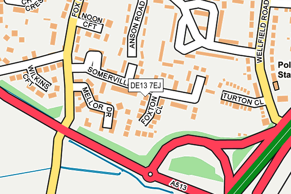 DE13 7EJ map - OS OpenMap – Local (Ordnance Survey)