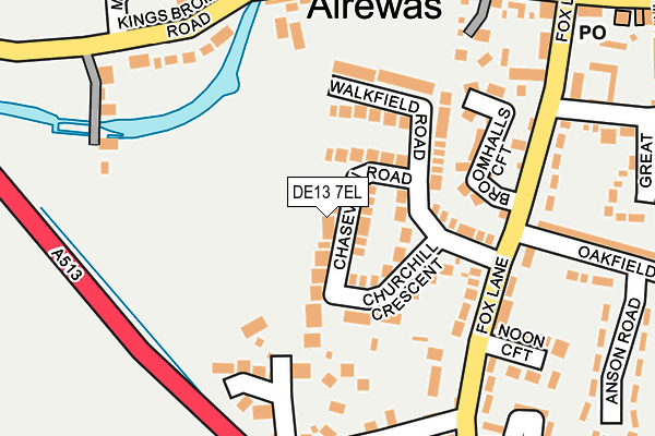 DE13 7EL map - OS OpenMap – Local (Ordnance Survey)