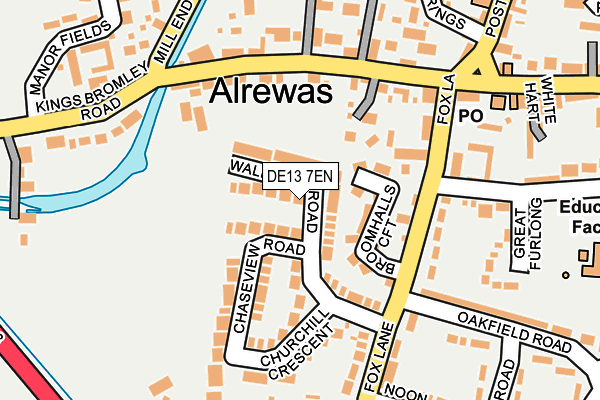 DE13 7EN map - OS OpenMap – Local (Ordnance Survey)