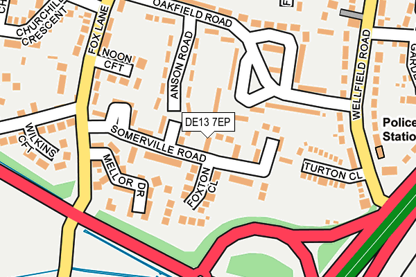 DE13 7EP map - OS OpenMap – Local (Ordnance Survey)