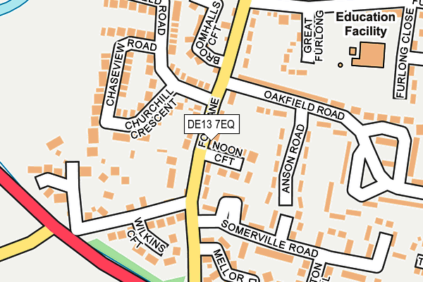 DE13 7EQ map - OS OpenMap – Local (Ordnance Survey)