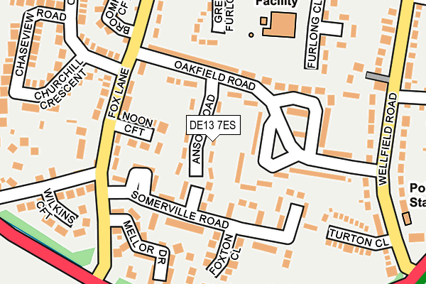 DE13 7ES map - OS OpenMap – Local (Ordnance Survey)