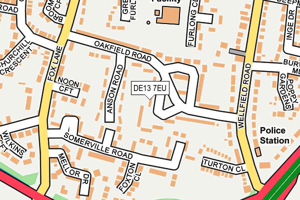 DE13 7EU map - OS OpenMap – Local (Ordnance Survey)