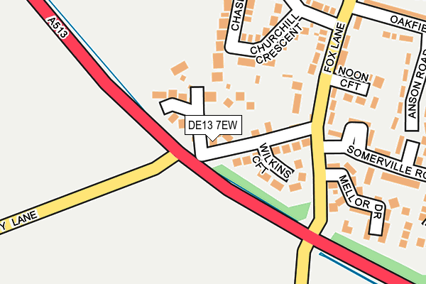 DE13 7EW map - OS OpenMap – Local (Ordnance Survey)