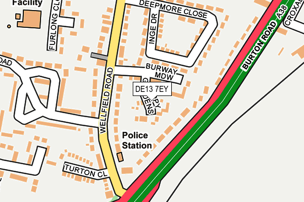 DE13 7EY map - OS OpenMap – Local (Ordnance Survey)