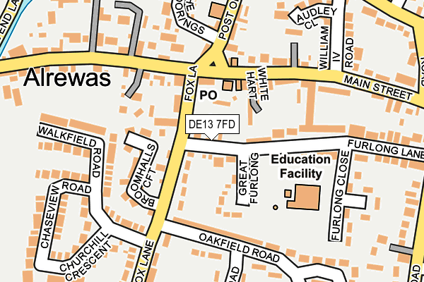 DE13 7FD map - OS OpenMap – Local (Ordnance Survey)