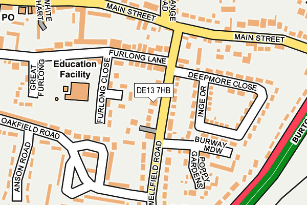DE13 7HB map - OS OpenMap – Local (Ordnance Survey)