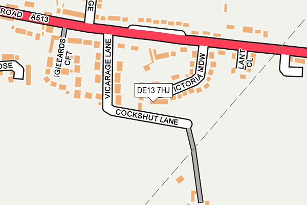 DE13 7HJ map - OS OpenMap – Local (Ordnance Survey)