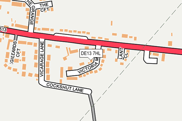 DE13 7HL map - OS OpenMap – Local (Ordnance Survey)