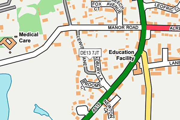 DE13 7JT map - OS OpenMap – Local (Ordnance Survey)