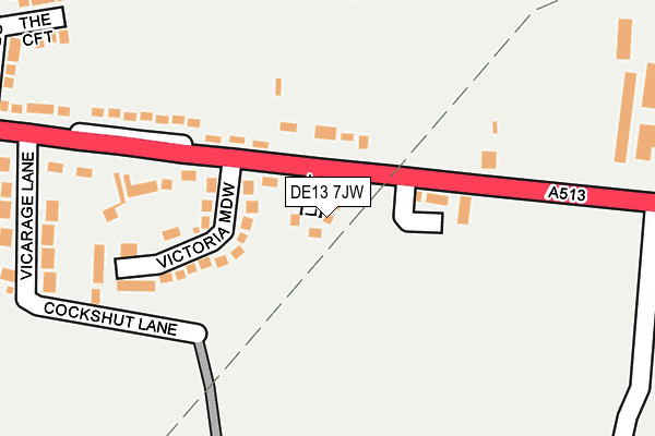 DE13 7JW map - OS OpenMap – Local (Ordnance Survey)