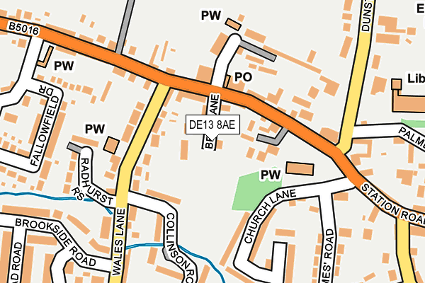 DE13 8AE map - OS OpenMap – Local (Ordnance Survey)