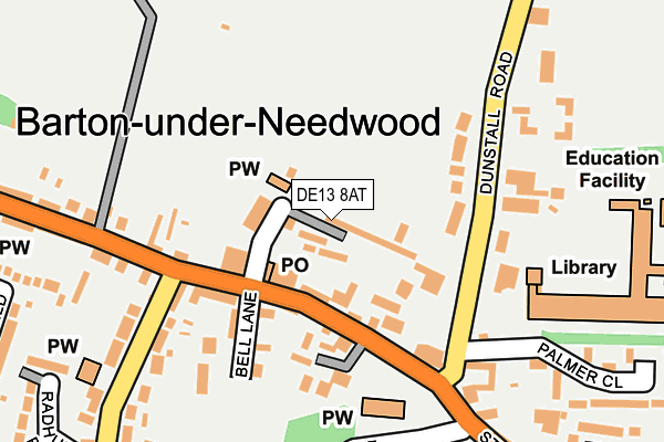 DE13 8AT map - OS OpenMap – Local (Ordnance Survey)