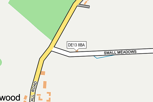 DE13 8BA map - OS OpenMap – Local (Ordnance Survey)