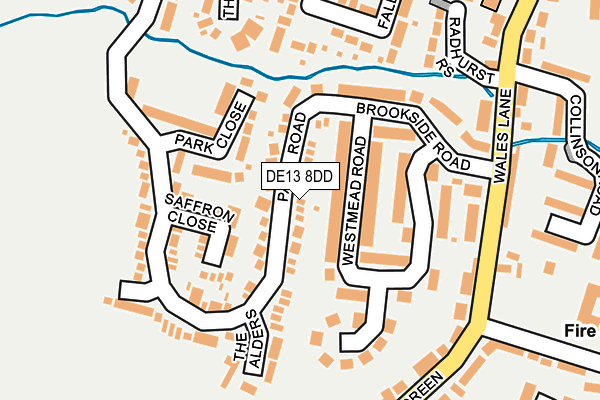 DE13 8DD map - OS OpenMap – Local (Ordnance Survey)