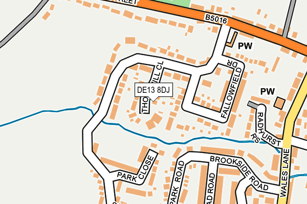 DE13 8DJ map - OS OpenMap – Local (Ordnance Survey)