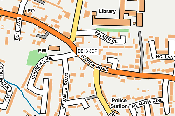 DE13 8DP map - OS OpenMap – Local (Ordnance Survey)