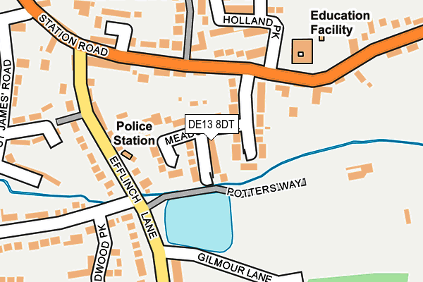 DE13 8DT map - OS OpenMap – Local (Ordnance Survey)