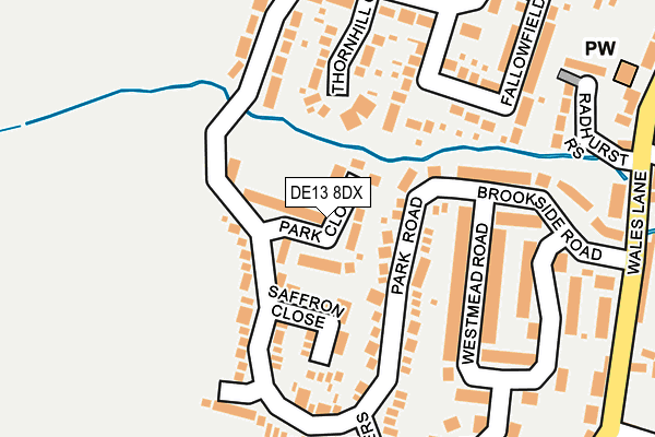 DE13 8DX map - OS OpenMap – Local (Ordnance Survey)