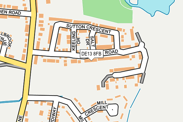 DE13 8FB map - OS OpenMap – Local (Ordnance Survey)