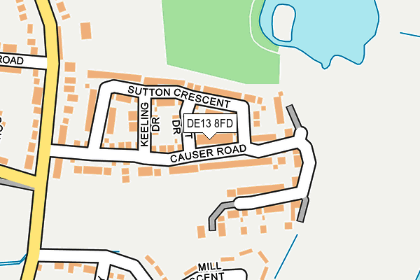 DE13 8FD map - OS OpenMap – Local (Ordnance Survey)