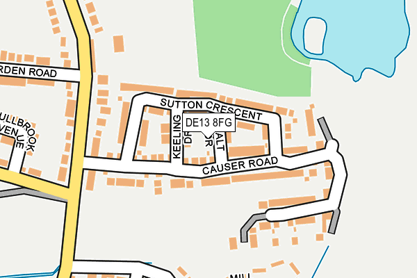 DE13 8FG map - OS OpenMap – Local (Ordnance Survey)