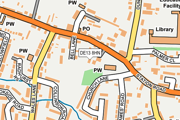 DE13 8HN map - OS OpenMap – Local (Ordnance Survey)