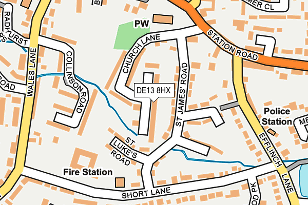 DE13 8HX map - OS OpenMap – Local (Ordnance Survey)