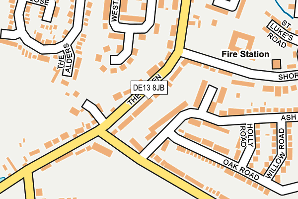 DE13 8JB map - OS OpenMap – Local (Ordnance Survey)