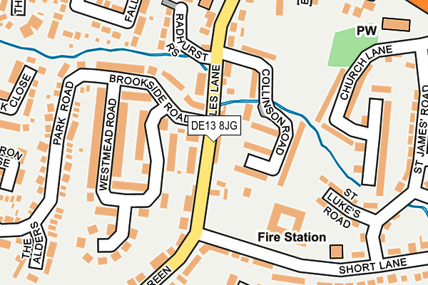 DE13 8JG map - OS OpenMap – Local (Ordnance Survey)