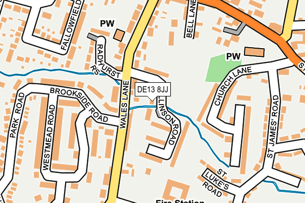 DE13 8JJ map - OS OpenMap – Local (Ordnance Survey)