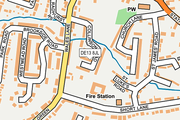 DE13 8JL map - OS OpenMap – Local (Ordnance Survey)